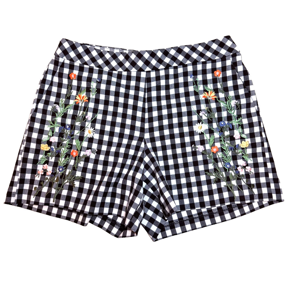For the Republic Chino Shorts Women's Size 8 Black White Checkerboard Wildflower